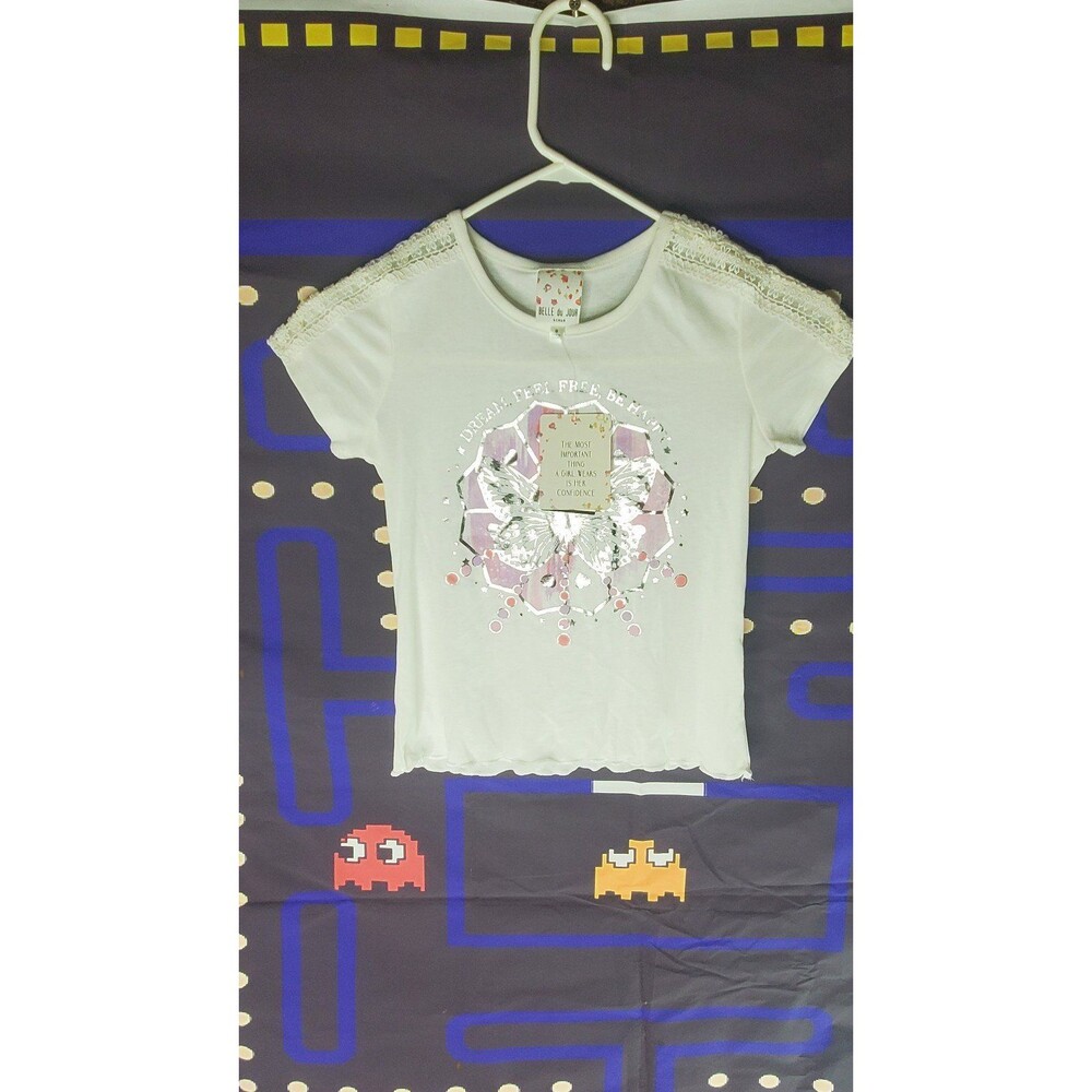 Belle Du Jour Dream Feel Free Be Happy Silver Butterfly Shirt Size Small NWT